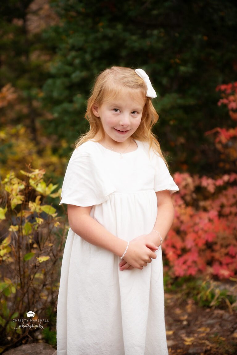 young girl in white dress
