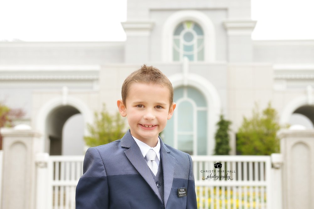boy, baptism, picture by LDS Temple